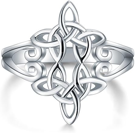 Boruo 925 Sterling Silver Ring Celtic Knot Heart Cross Cross Alto Polish envernizando a eternidade da eternidade anel