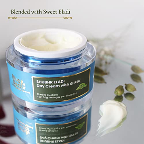 Brilho azul de néctar e Radiance eladi Cardamom Cream com SPF 30