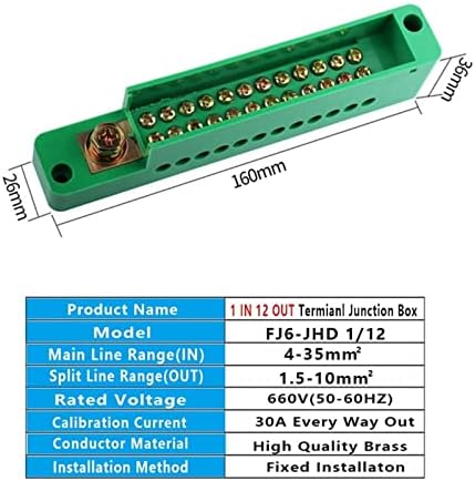 PIKIS 1PCS Terminal Junction Box Unipolar Splitter 1 em 12 O out mediding Armário de fios de fios de fios de chama de acessórios elétricos