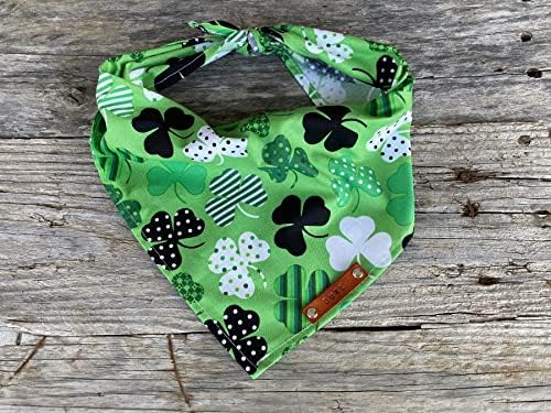 Pet Dog Bandana, Shamrock Green, Nome de couro, nome personalizado, bandanas para cães, bandana personalizada para cães