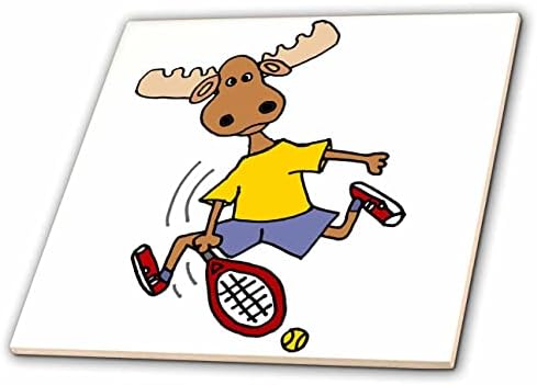 3drose engraçado fofo alce jogando desenho esportivo de tênis - azulejos