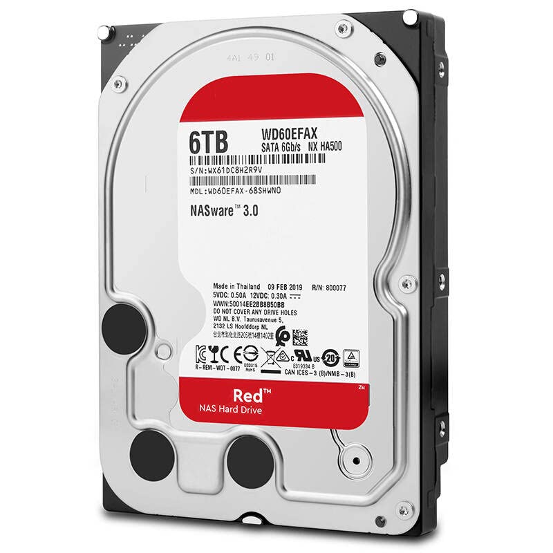 HDD para Red 6TB 3,5 SATA 6 GB/S 256MB 5400RPM para disco rígido interno para o disco rígido NAS para WD60EFAX