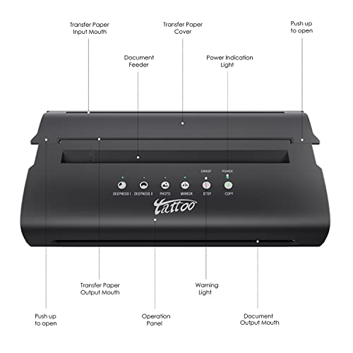 Tatelf Tattoo estêncil Impressora portátil Mini Tattoo Transfer Machine Tatatuo Printer Copier com 20pcs de transferência de papel para tatuagem