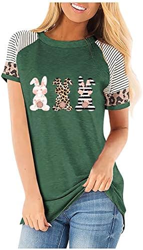 Camisas de Páscoa CGGMVCG para mulheres T-shirts-Strewneck de manga curta Tops Basic Bound Bunny camisetas para mulheres