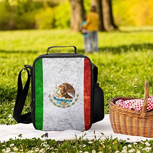 Bolsa de lancheira isolável reutilizável bandeira retro mexicana à prova d'água
