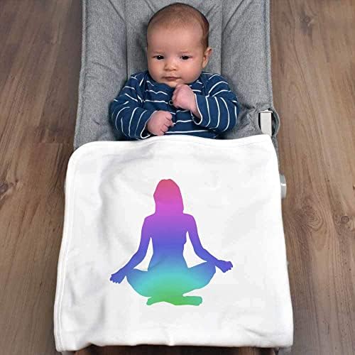 Azeeda 'colorida mulher ioga' cobertor de bebê de algodão/xale