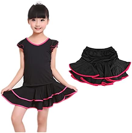 Tanqiang Little Girls Latin Dance Salia Ballroom Samba Chancha Dançando lá dentro com shorts Mini saia infantil M