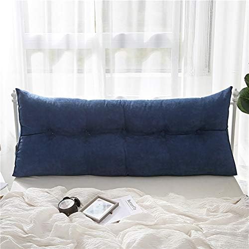 Topy extra macio de travesseiro de encosto, suporte de almofada de triângulo Suporte de posicionamento de almofada Reading Backrest Pillow para a cama de cama de dia de cama removível tampa azul 60x50cm