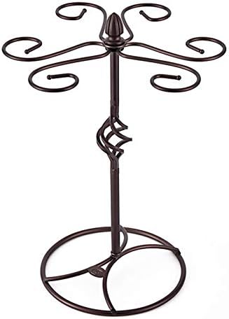 NBSXR -Porta de vidro de vinho de ferro escalado, porta -copos de vinho/suportes de rack/stemware, armazenamento com 6 ganchos para vários usos, para cozinha, adega, sala de estar, bronze