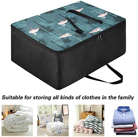 Mnsruu Blanket Storage Bag, padrão tropical de verão sem costura com os organizadores de cobertor de grande capacidade Flamingo BIR para o edredom de armário, travesseiro, colcha, com alças de transporte espacial economizando