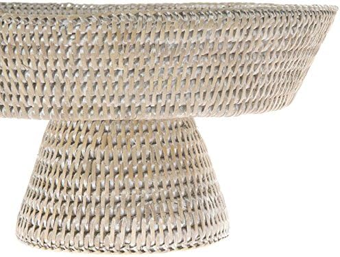 Kouboo La Jolla Rattan Fruit Bowl, 10,5 polegadas x 10,5 polegadas x 6 polegadas, lavagem branca