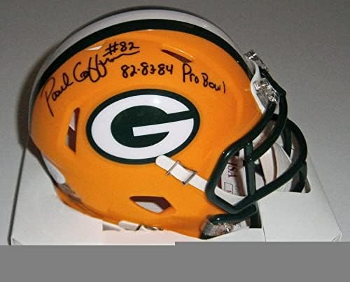 Packers Paul Coffman assinou Mini capacete de velocidade com 82-83-84 Pro Bowl JSA CoA Auto-Capacetes NFL autografados