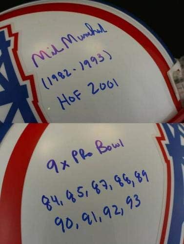 Mike Munchak assinou o Houston Oilers Riddell f/s capacete + insc psa/DNA autografado - capacetes NFL autografados