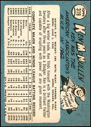 1965 Topps 319 Ken McMullen Washington Senadores NM senadores