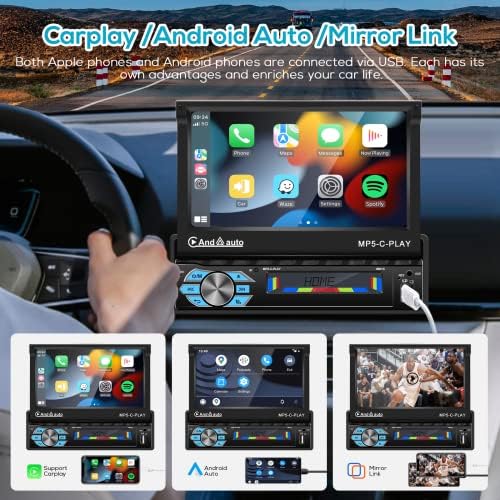 Din Din Apple CarPlay Bluetooth Carta de carro com Android Auto, 7 '