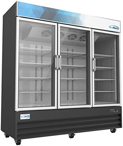 Koolmore - MDR -3GD Koolmore 78 1/4 Commercial Glass 3 Door Display Refrigerator Merchandiser - Beverage mais refrigerado com iluminação LED - 53 cu. Ft. Black