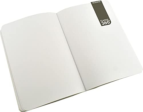 Zequenz Classic 360 Signature Series, Tamanho: Grande, Cor: Preto, Papel: Em branco, notebook de capa macia, diário de amarração suave, 5,75 x 8,25, 140 folhas / 280 páginas, papel premium espesso e branco, liso, papel premium espesso