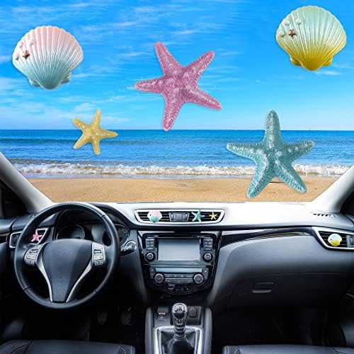 ETIUC 5pcs conchas marinhas clipes de ar ventu -ar -arenito de ar condicionado clipe de camadas de carro clipes de ar -reflexo de ar com reabastecimento com reabastecimento de reabastecimento de reabastecimento da praia Decoração de interiores Decoração de carro fofo acessórios para mulheres