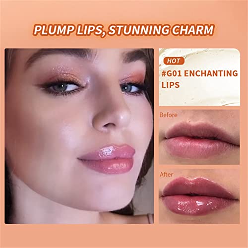 Batons líquidos vermelhos para feminino Lip Plumper Plumper Set por, gorda labial natural e soro para cuidados com os lábios, intensificador de lábios para máscara mais completa, labial