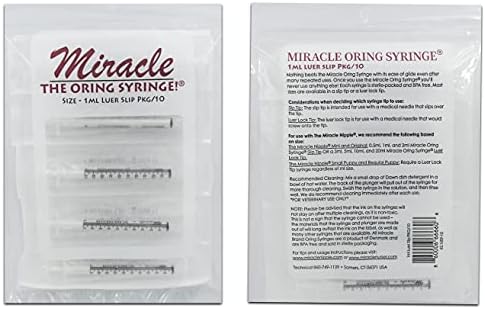Milagre, seringa de 1 ml de pacote de escorregamento Luer contém 10 seringas estéreis embrulhadas individualmente para animais