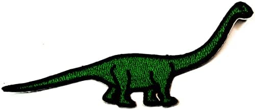 Kleenplus 2pcs. Green Dinosaur Sew Iron em manchas bordadas de desenho animado Brachosaurus Dinosaur Animal Sticker
