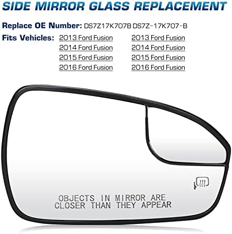 Youxmoto Passageiro Lado à direita Mirror Glass, substituição para Ford Fusion 2013 2014 2015 2017 2018 2019