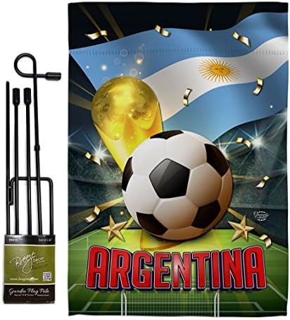 Coleção de ornamentos Copa do mundo Argentina Garden Bandeira com Stand Sports Sports Soccer Ball Ball Football Entertainment Atividade Física Decoração Banner de Pequeno Quintal Duas-Lastes