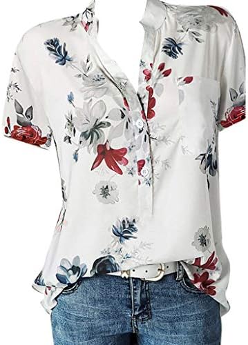 Tampos florais zefotim para mulheres 2023 botão Down Down Fashion Casual Camisas de manga longa/curta Blusa