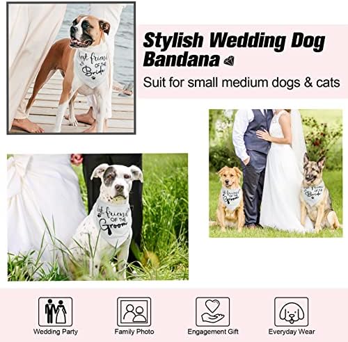 Beautyzoo meu humano está se casando com bandanas de casamento para cães para fotos de festas de noiva, presente para cachorros pequenos cães grandes acessórios de animais de estimação, triângulo de cachorro, 2pcs