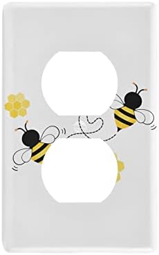 Yyzzh Flying Bee com Honeycomb Heart Carte de desenho animado Caractere não utilizado Placa do interruptor de capa não utilizada 2.9 x 4,6