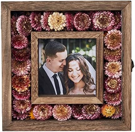 Aw Bridal 11x11 Shadow Box Frame 6x6 Caixas de sombra Exibir Presentes memoriais Presentes de casamento Caixa de lembrança da caixa de memória de ninho de madeira Caixa de lembrança com prateleiras removíveis para coleção de fotos