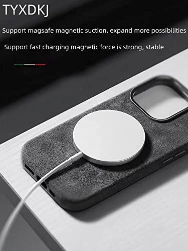 Tyxdkj Alcantara Compatível com o iPhone 14 Pro Case com cobertura de camurça sintética de embrulho completo [compatível com MagSafe]