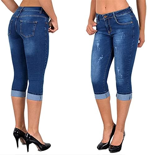 Jean for Woman Button Botão apertada Canda alta flanging feminino calça lápis jeans Jeans Solid Women On Jean