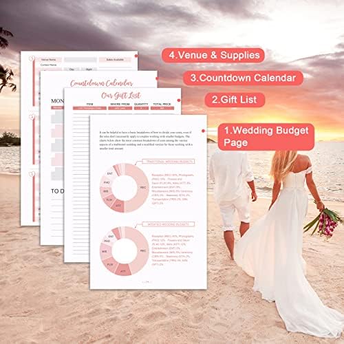 Planejador de casamento - Livro e Organizador do Planejador de Casamentos para a Noiva com 5 Seções com Tabbed, 6,5 X 8,75, capa dura com canto de metal + 5 bolso interno + adesivo + páginas - Floral de casamento Floral