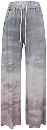 Miashui mulheres calças de ioga com bolsos flare pernas calças impressas tie-dye ioga casual gradiente de ioga longa de ioga de ioga