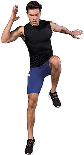 Abtioylllz shorts de compressão para homens spandex executando treino atlético Baselayer Rouphe Training Shorts Pocket Pocket