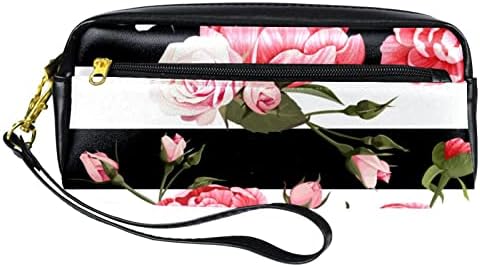 TBOUOBT Sacos cosméticos para mulheres, Bolsa de maquiagem Acessórios de bolsas de higiene pessoal de viagem Organizador, peonies rosas rosa floral