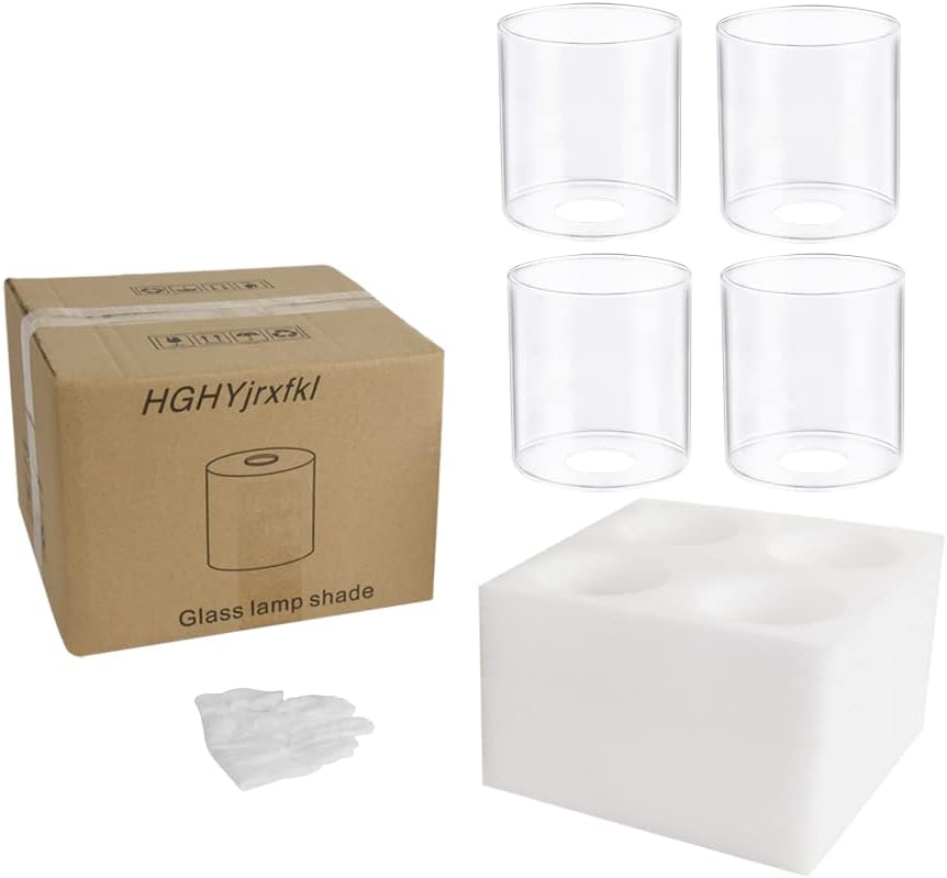 Hghyjrxfkl 4 pacote de vidro transparente substituição de tonalidades, altura de 5,12 polegadas, diâmetro de 4,72 polegadas,