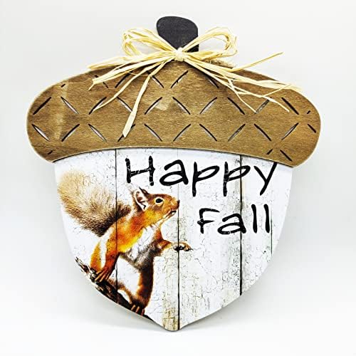 Miyolo Happy outono sinal de madeira colheita de outono decoração para pendurar para varanda Decorações de Ação de