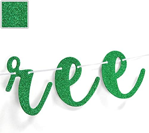 Betalala Young Wild & Three Banner, Feliz 3º aniversário, decoração de 3º aniversário da criança, Feliz 3º aniversário de decorações de festas verdes glitter.