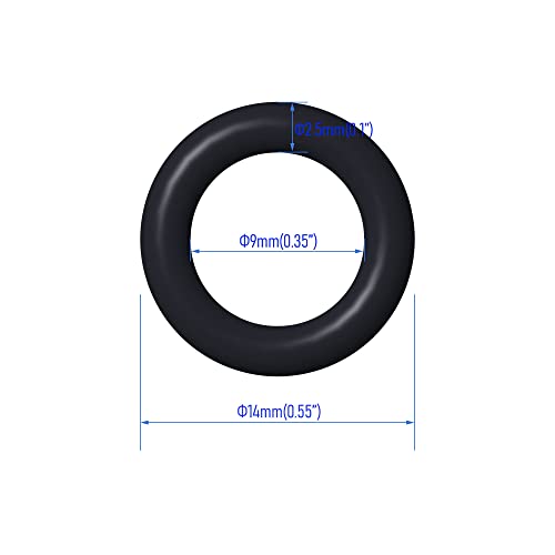 FOCMKEAS 10 PCs Nitrile Ring O anel de 14 mm OD 9mm ID de 2,5 mm de largura, métrica de vedação de vedação de buna-nbramento de vedação, gás, gás, automotivo e torneira, resistência