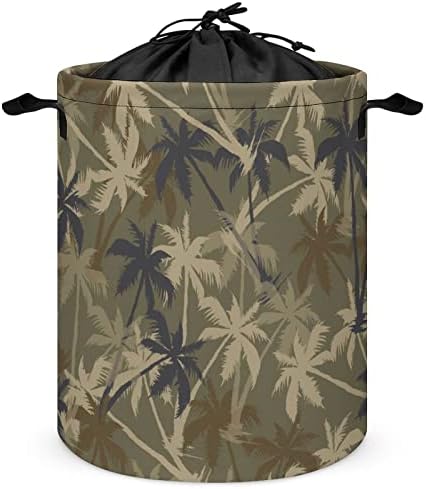 Palm Tree Tree Camouflage Cesto de lavanderia Brega de lavanderia cesto de lavanderia Organizador de brinquedos de cesta de armazenamento leve com alças