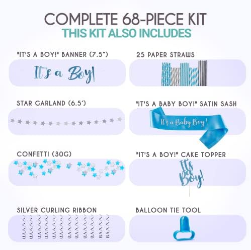 Epiqueone de 68 peças It Is A Boy Kit de decoração de festa do chá de bebê | Inclui um banner, papel de seda Pom Pom,