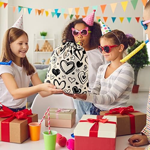 6 PCs Bolsa de presente grande com cordão de empate de 20 x 16 polegadas Coração de cordão presente sacolas de lona de casamento