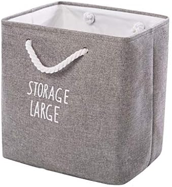 HQASH Grande caixa de cesto de armazenamento dobrável - cesta de lavanderia de linho de algodão para livro de roupas Bin
