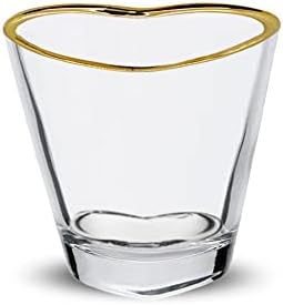 Rugluhush Heart Shot Glasses com pacote de ouro 2, copos de tiro de soju coreano, vidro de tiro de coração transparente