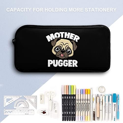 Pug Mom Mães Dia Mães Caso Lápis Capacidade Bolsa de armazenamento Marcador de caneta Saco de lápis para escola adolescente