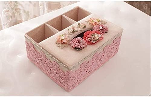 Caixa de armazenamento ZYHMW com 3 treliças, caixa de tecido de mesa de linho, rosa, 25.5x20x10.5cm, quadrado