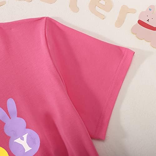 Camisas de Páscoa Feliz de Giglittr para mulheres Família de Bunny Roupas Combinando Crianças Crianças de Meninas de Meninas de Manga
