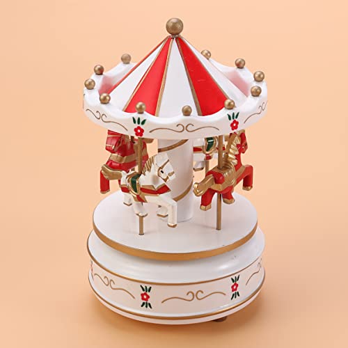 Caixa Veemon Decorativa do Dia do Estilo Branco Vermelho- Crianças girando, Musical Musical Carousel Round Feliz Merry-, aniversário
